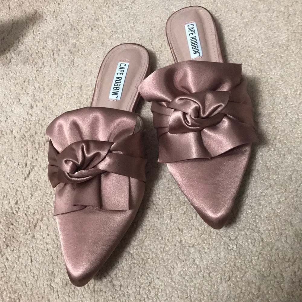 Satin bow mules
